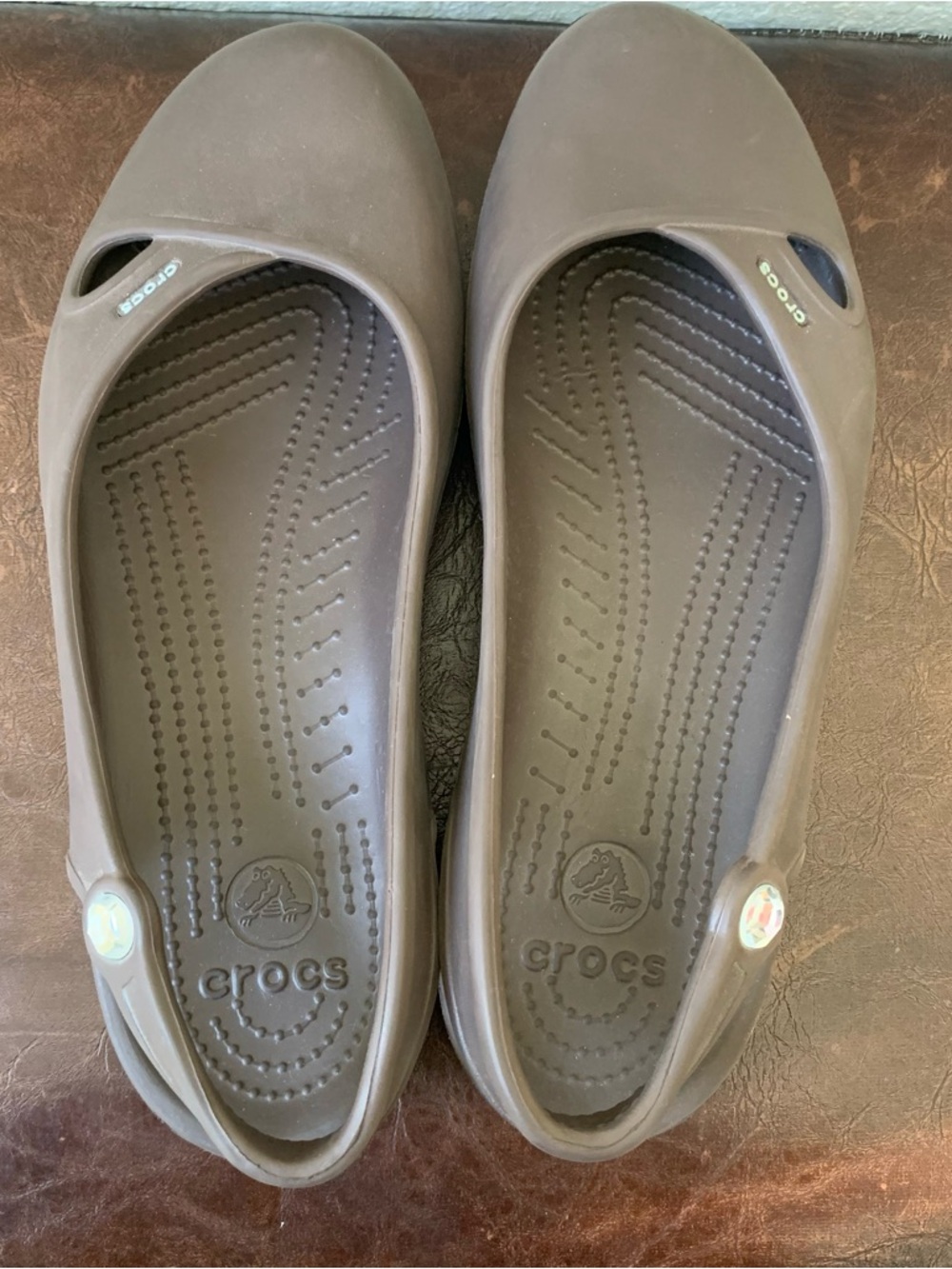 CROCS Women's Chocolate Brown Slip-On Ballet Flats Size 11